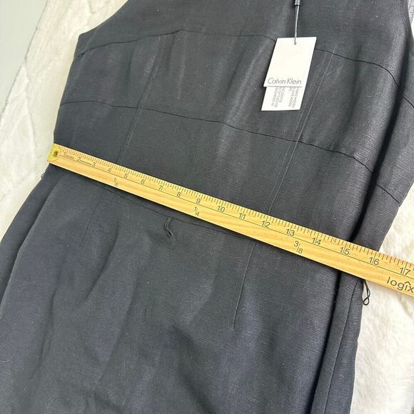 Calvin Klein Little Black Linen Blend Dress Sheath Sz 12 NEW New Years Party - Picture 4 of 10